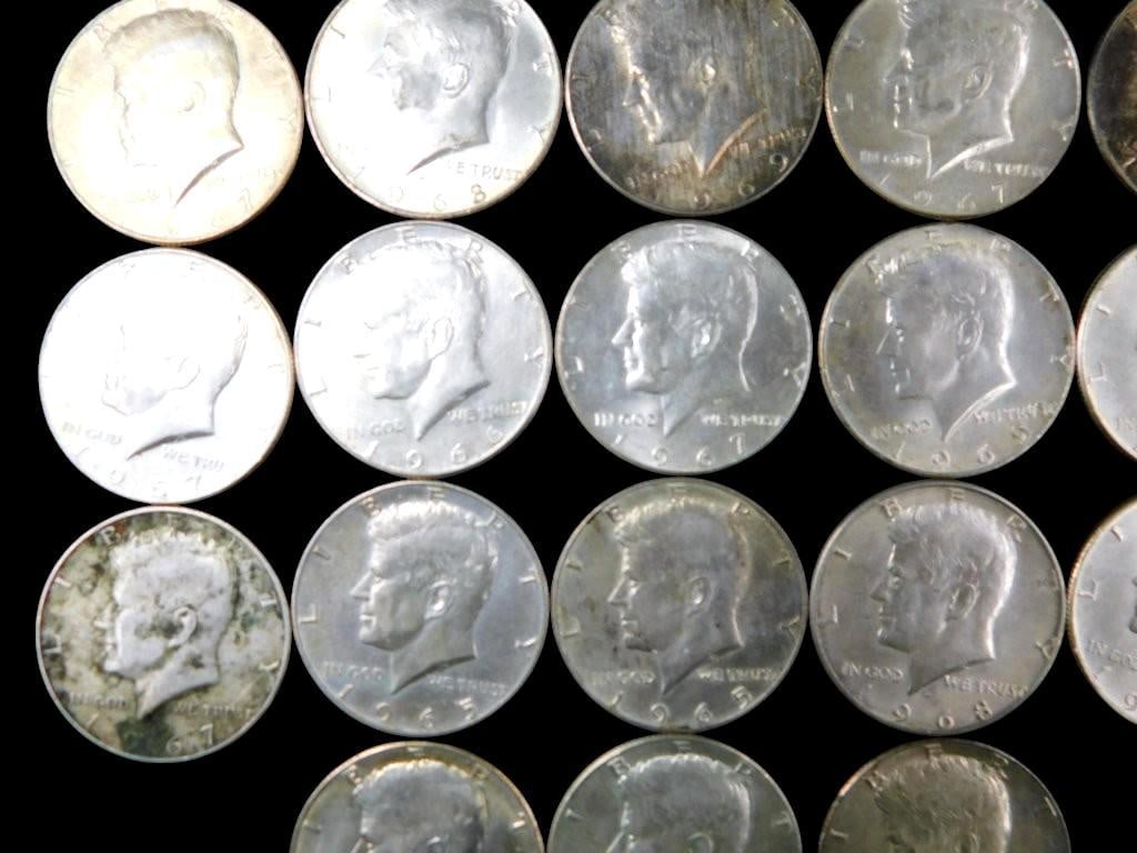 23 Kennedy Silver Half Dollars, 1965-1969 - 5