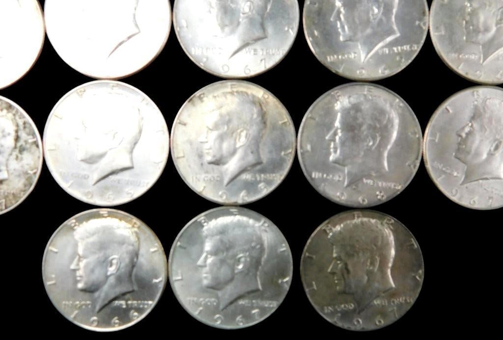 23 Kennedy Silver Half Dollars, 1965-1969 - 6