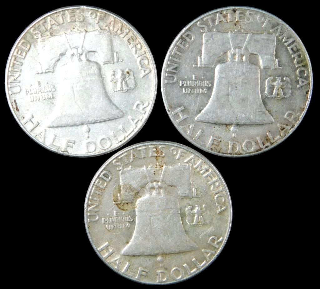 11 Franklin Silver Half Dollars, (1952-1963) - 10