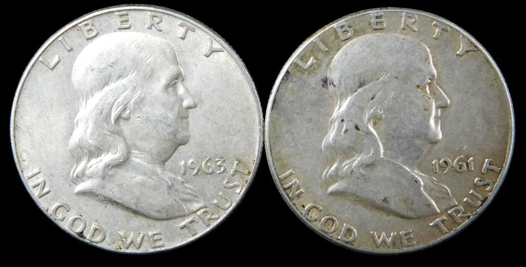 11 Franklin Silver Half Dollars, (1952-1963) - 11