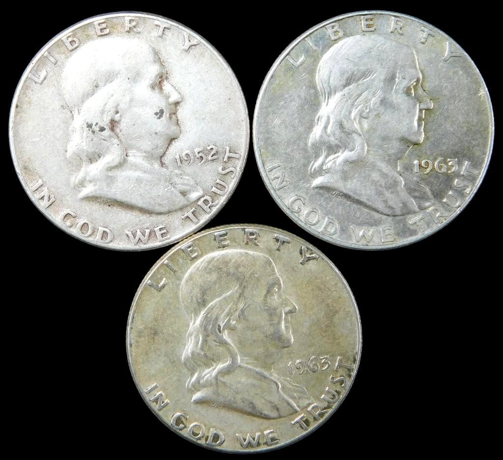 11 Franklin Silver Half Dollars, (1952-1963) - 5