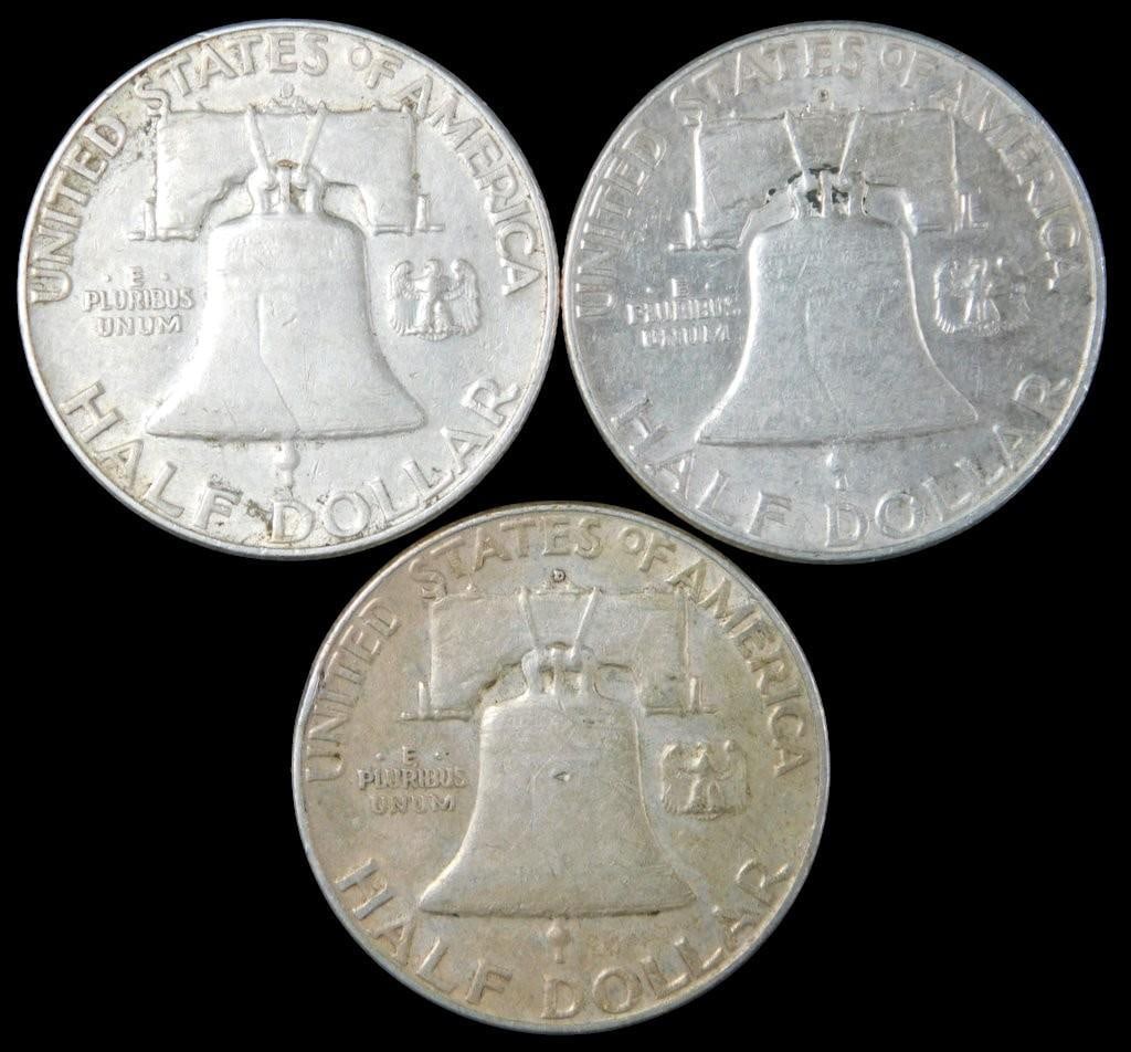 11 Franklin Silver Half Dollars, (1952-1963) - 8