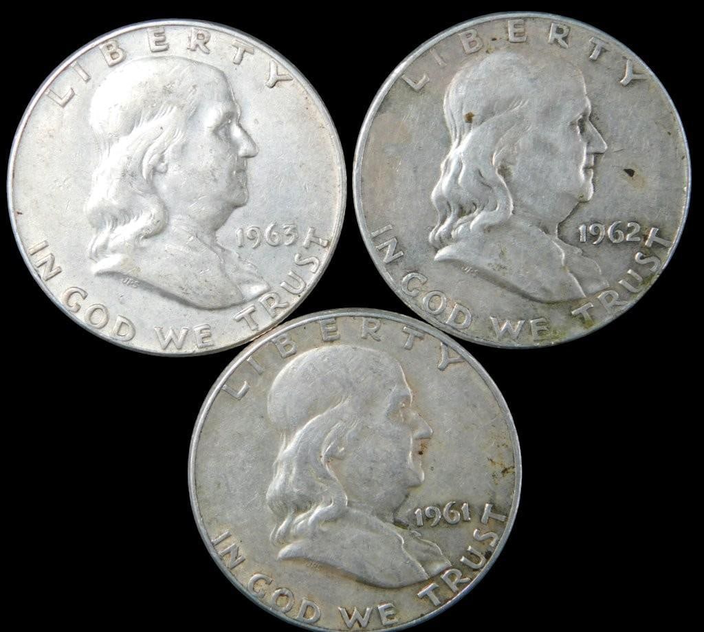 11 Franklin Silver Half Dollars, (1952-1963) - 9