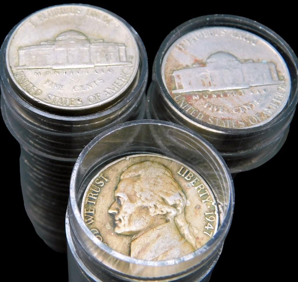 Three Rolls of Unsearched Jefferson Nickels - 3