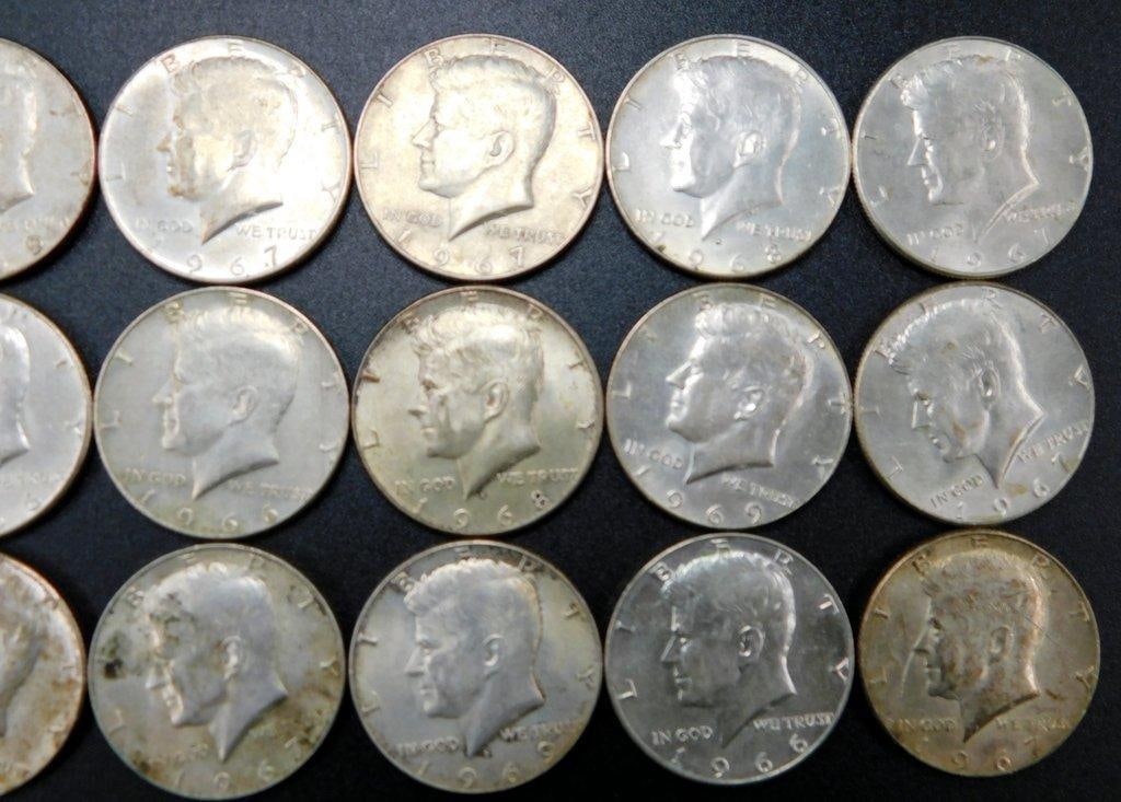 18 Kennedy Half Dollars (1964-1969) - Mixed Dates and Conditions - 4