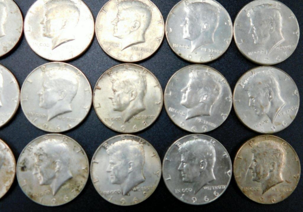18 Kennedy Half Dollars (1964-1969) - Mixed Dates and Conditions - 5