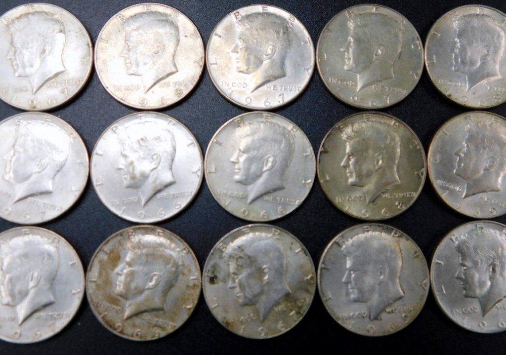 18 Kennedy Half Dollars (1964-1969) - Mixed Dates and Conditions - 6