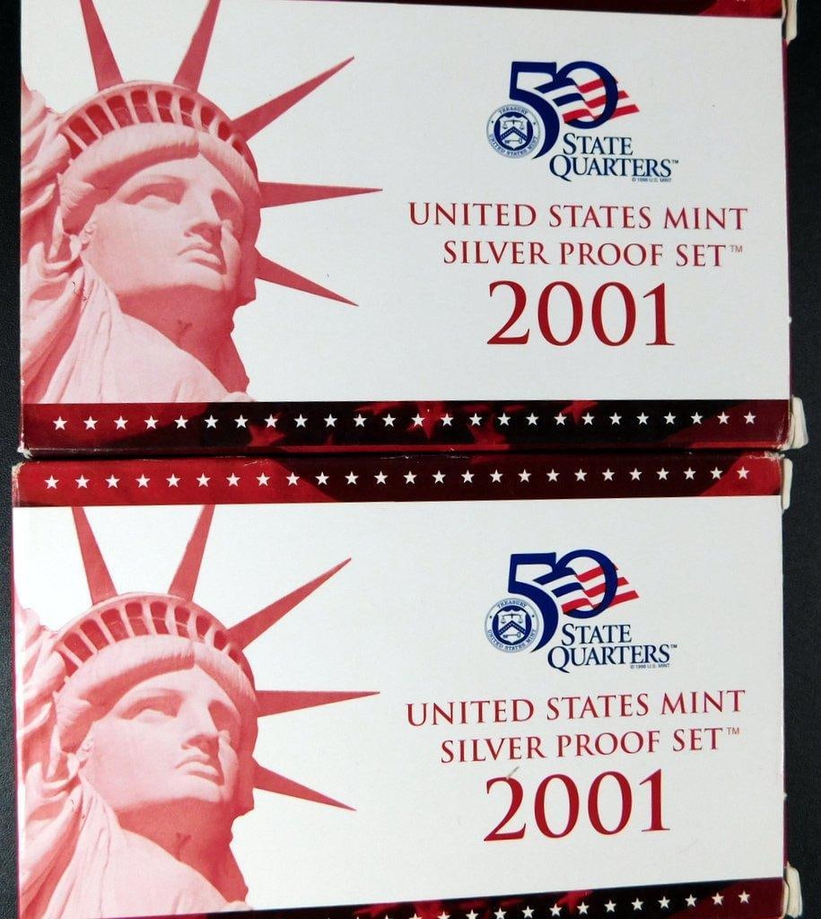 United States Mint 2001 and 2002 Silver Proof Quarter Sets, 4 Sets - 2