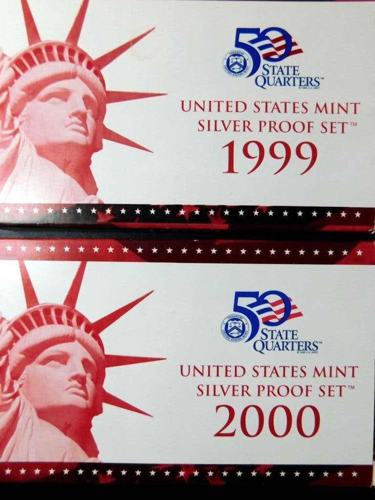 1999-2000 United States Mint Silver Proof 50 State Quarters Sets, (4) - 2