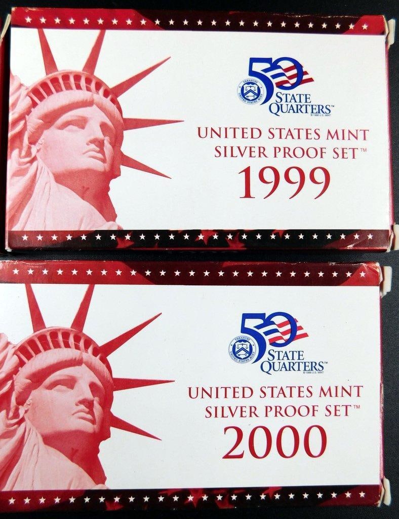 1999-2000 United States Mint Silver Proof 50 State Quarters Sets, (4) - 3