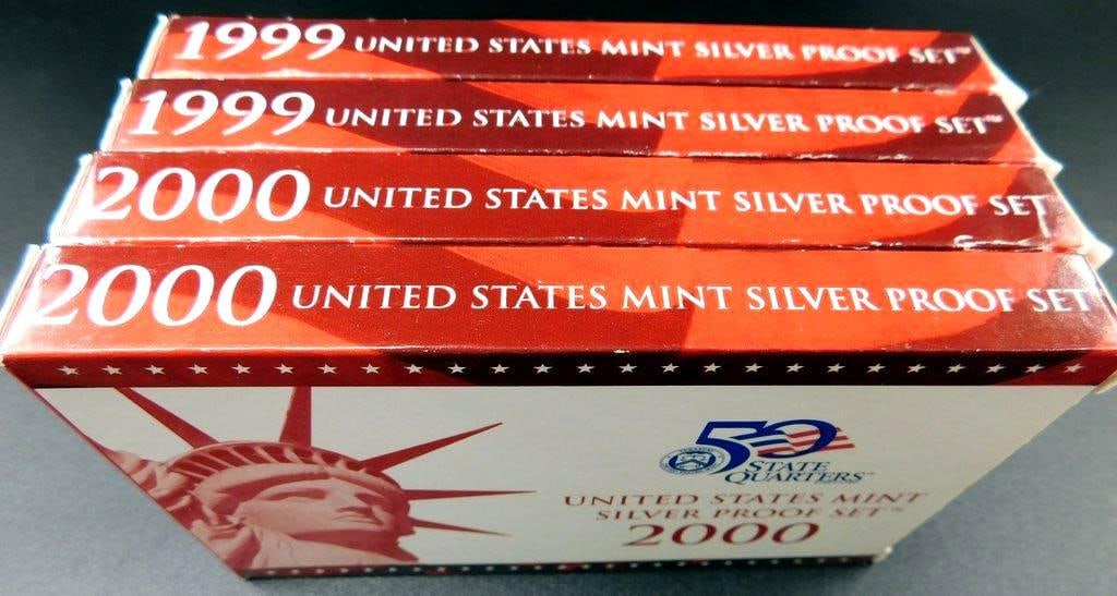 1999-2000 United States Mint Silver Proof 50 State Quarters Sets, (4) - 4