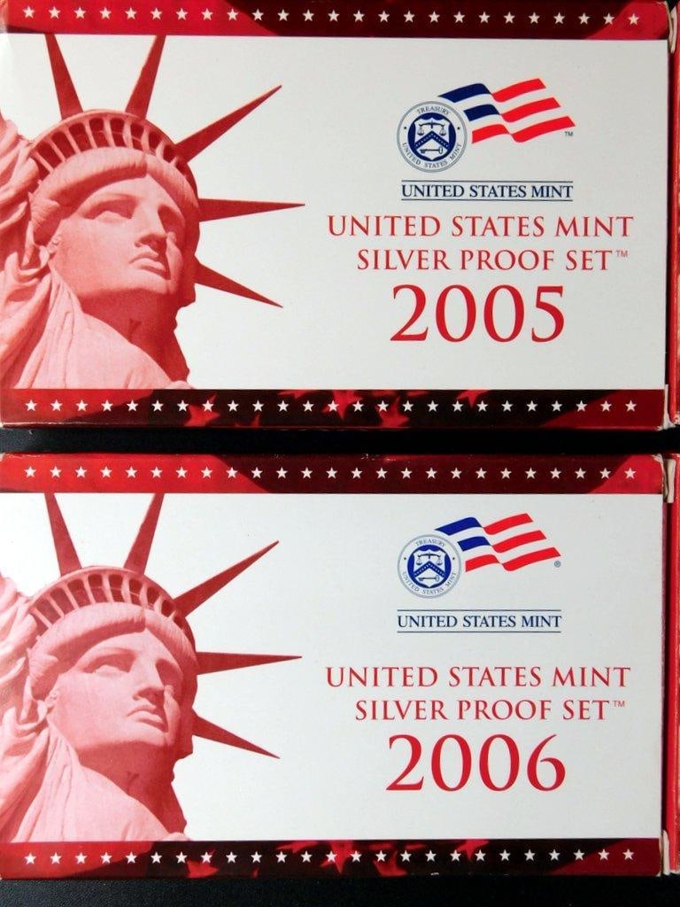 2005 and 2006 United States Mint Silver Proof Sets, (4) - 2