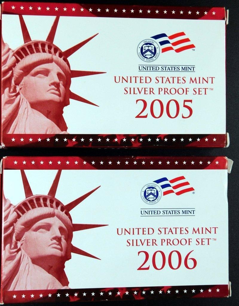 2005 and 2006 United States Mint Silver Proof Sets, (4) - 3