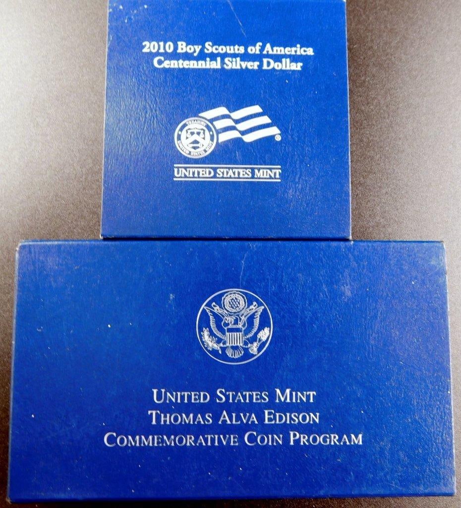 United States Mint Boy Scouts and Thomas Edison Proof Silver Dollar Coins - 2