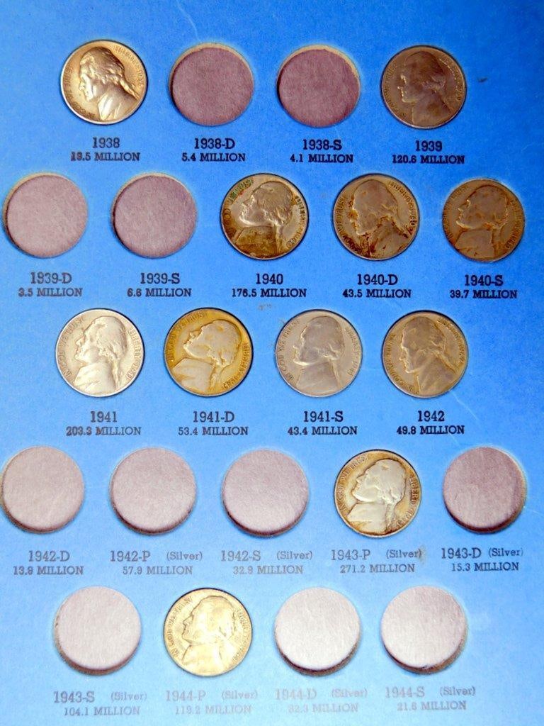 Jefferson Nickel (1938-1961) and Roosevelt Dime Albums Starting 1946, (2) - 4
