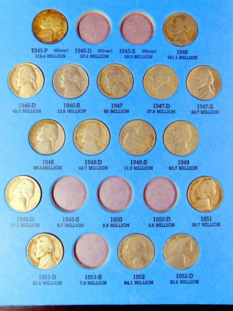 Jefferson Nickel (1938-1961) and Roosevelt Dime Albums Starting 1946, (2) - 5