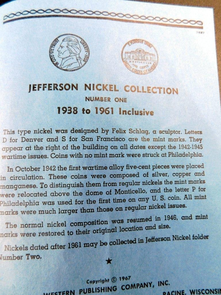 Jefferson Nickel (1938-1961) and Roosevelt Dime Albums Starting 1946, (2) - 7