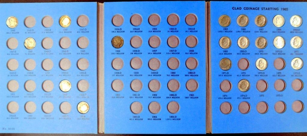 Jefferson Nickel (1938-1961) and Roosevelt Dime Albums Starting 1946, (2) - 9