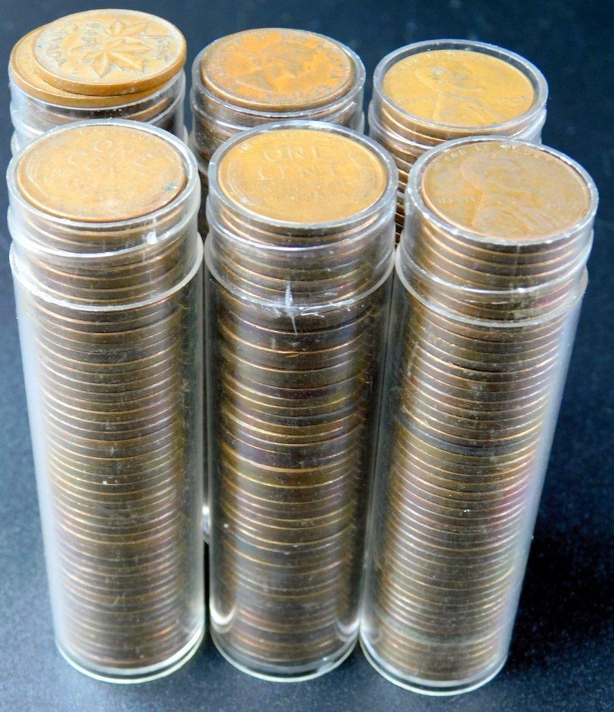Canadian and United States One Cent Copper Coins in Tubes, Unsearched - 3