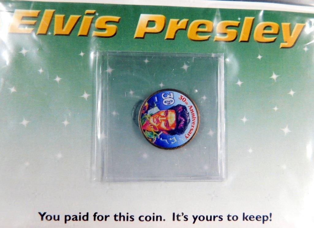 Elvis Presley Coin Set, 1933 Saint-Gaudens Gold Double Eagle Replica and Vial of Gold Leaf Flakes - 2
