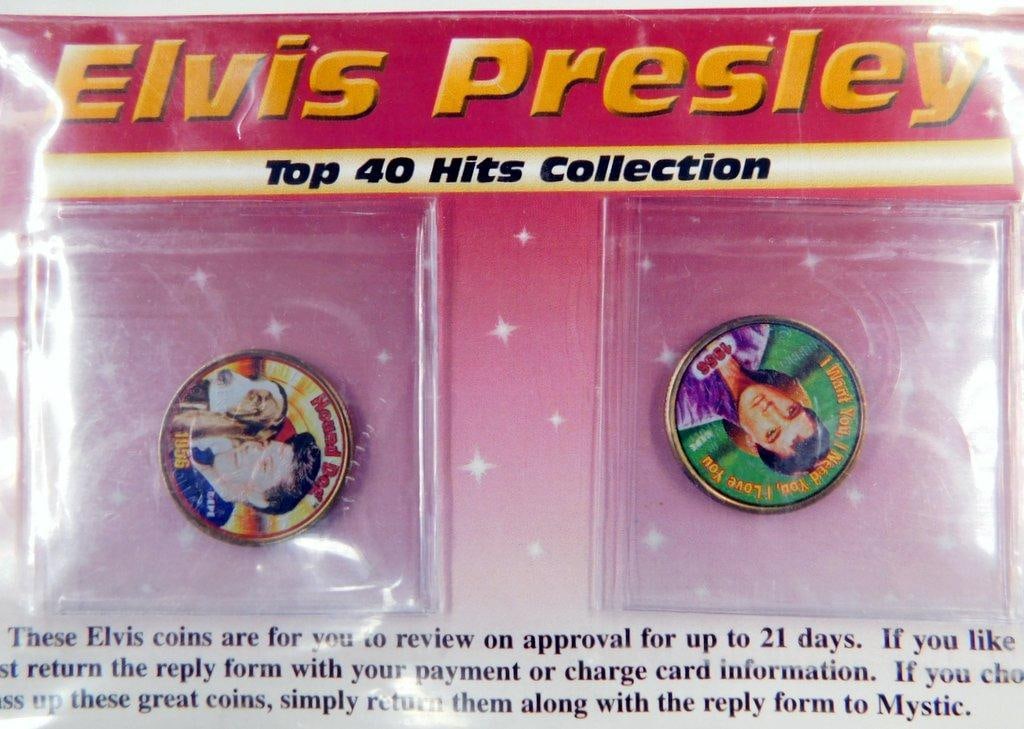 Elvis Presley Coin Set, 1933 Saint-Gaudens Gold Double Eagle Replica and Vial of Gold Leaf Flakes - 3