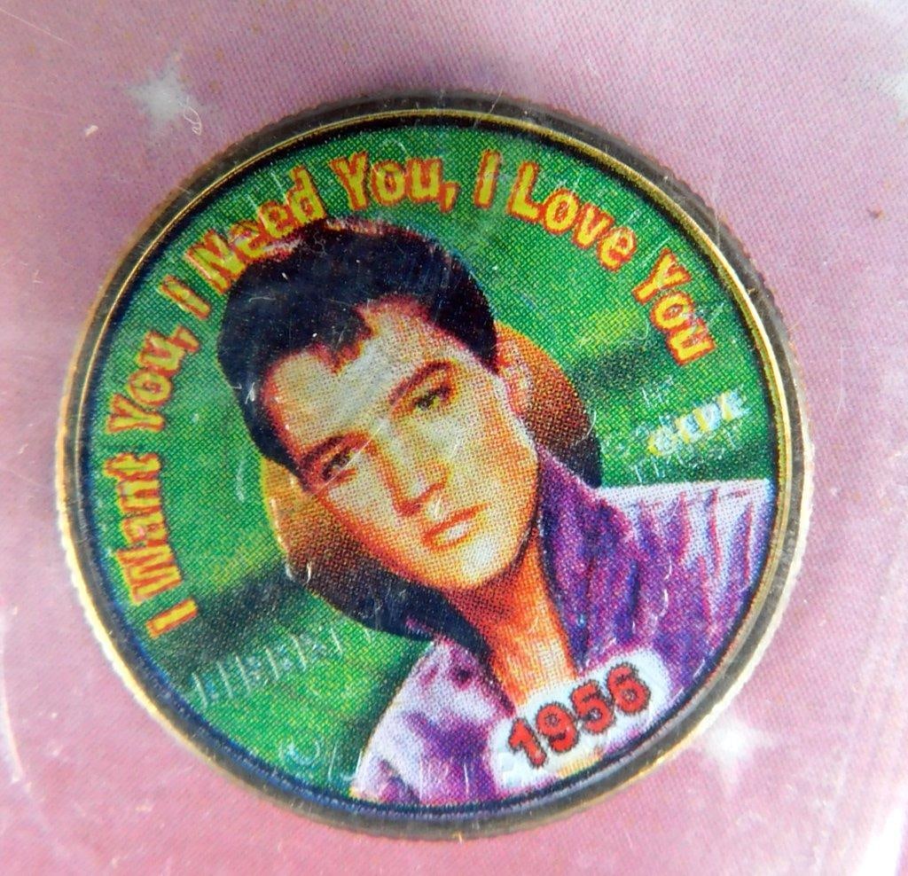 Elvis Presley Coin Set, 1933 Saint-Gaudens Gold Double Eagle Replica and Vial of Gold Leaf Flakes - 5