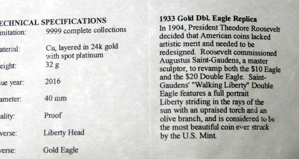 Elvis Presley Coin Set, 1933 Saint-Gaudens Gold Double Eagle Replica and Vial of Gold Leaf Flakes - 9