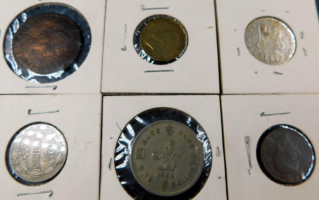 World Coins and Tokens in Card Holders - 10