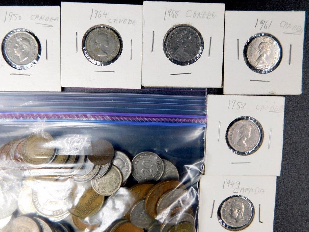 Large Grouping of Canadian and World Coins in Holders and Bag - 4