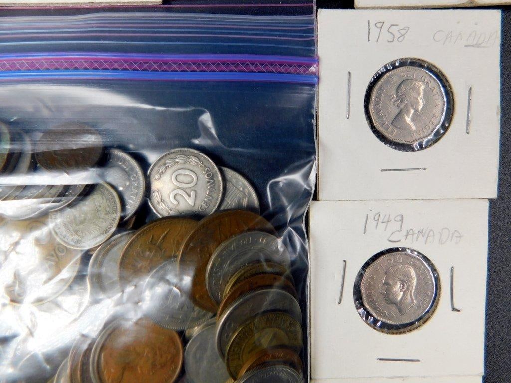 Large Grouping of Canadian and World Coins in Holders and Bag - 5