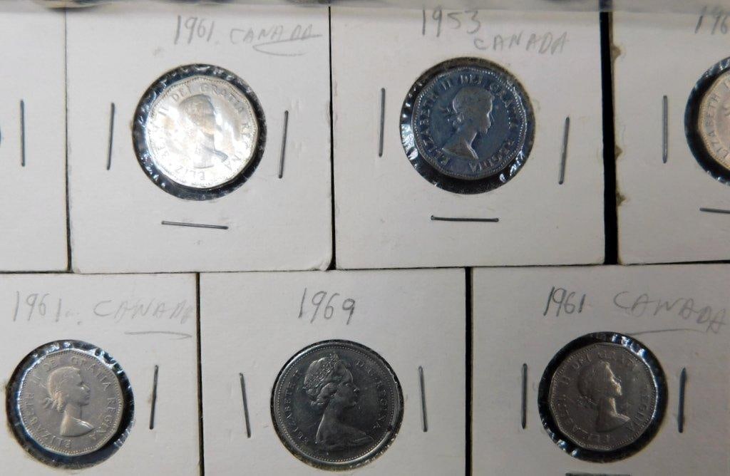 Large Grouping of Canadian and World Coins in Holders and Bag - 8