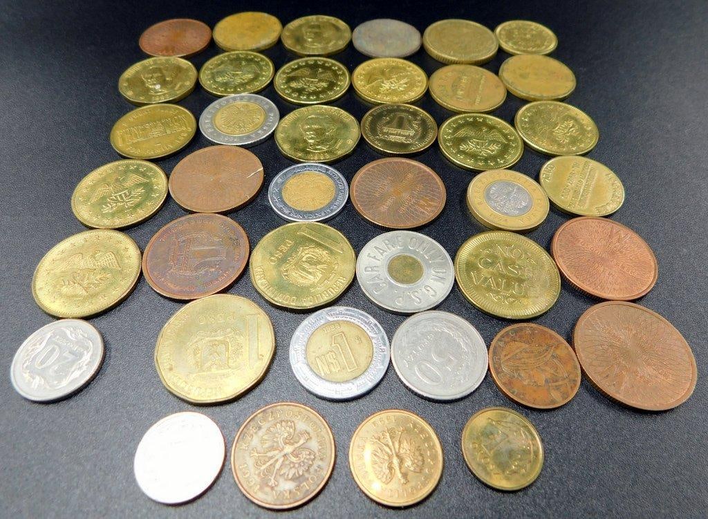 Grouping of Coins from Various Countries and Tokens - 10