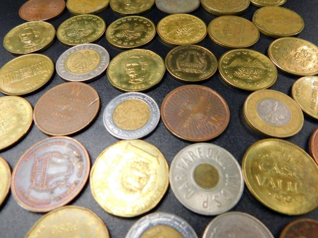 Grouping of Coins from Various Countries and Tokens - 12