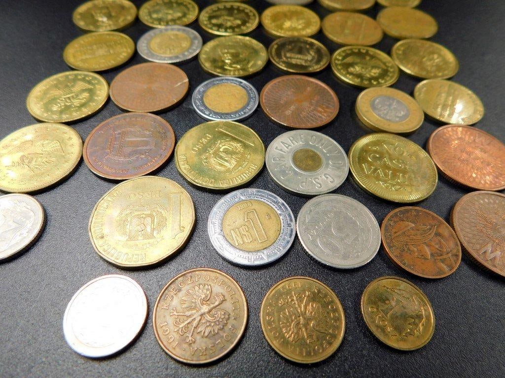 Grouping of Coins from Various Countries and Tokens - 13