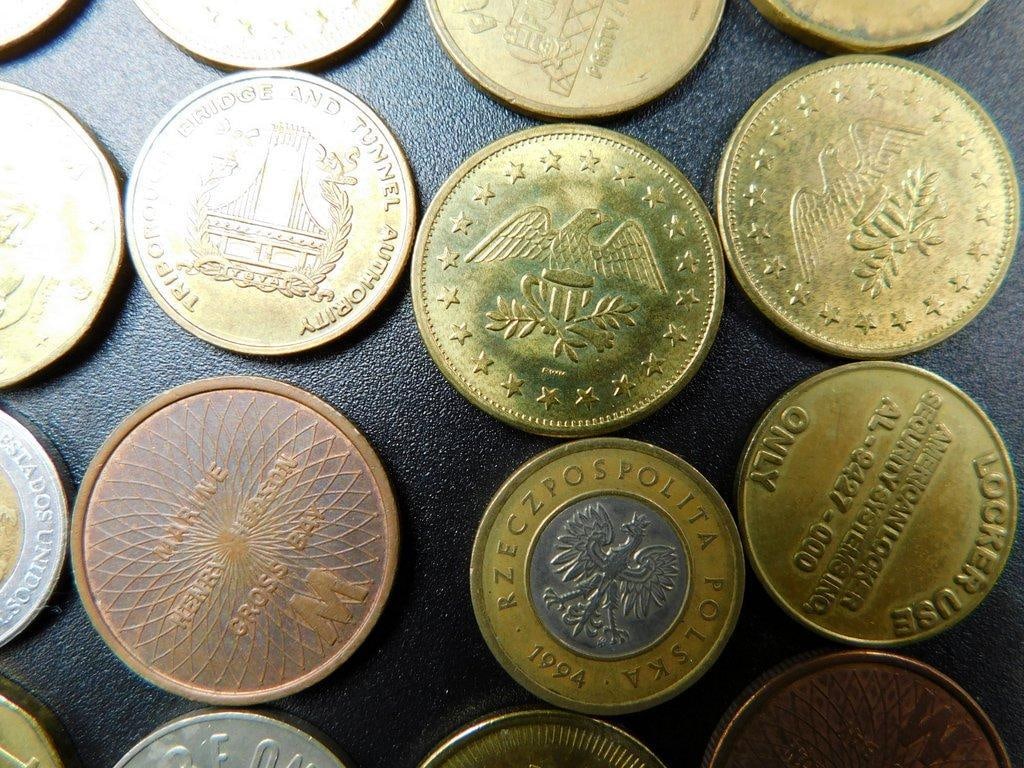 Grouping of Coins from Various Countries and Tokens - 4