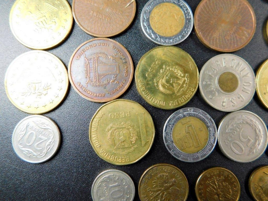 Grouping of Coins from Various Countries and Tokens - 7