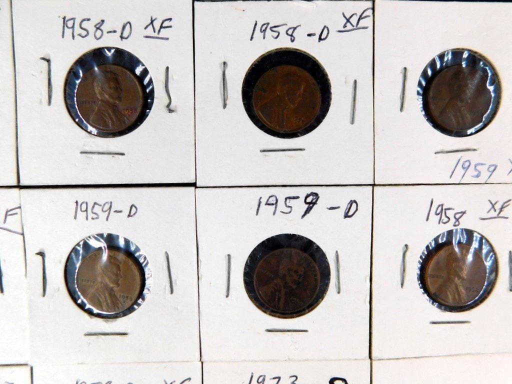 Grouping of Wheat and Lincoln Pennies in Cardboard Holders, (86) - 10