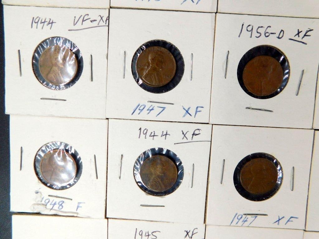 Grouping of Wheat and Lincoln Pennies in Cardboard Holders, (86) - 12