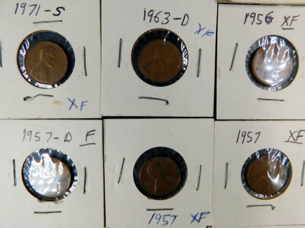 Grouping of Wheat and Lincoln Pennies in Cardboard Holders, (86) - 14