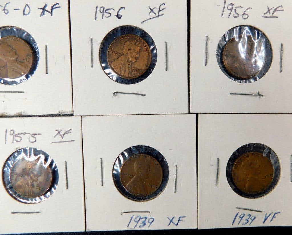 Grouping of Wheat and Lincoln Pennies in Cardboard Holders, (86) - 16