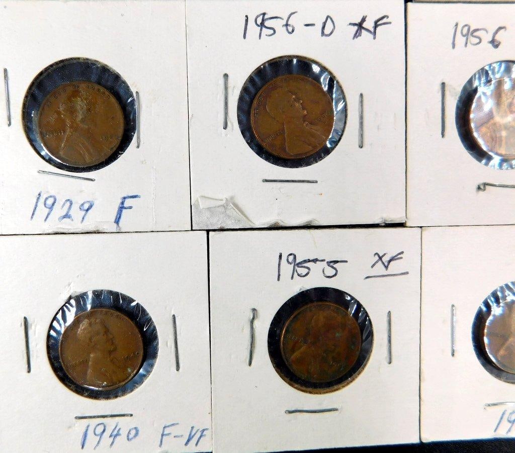 Grouping of Wheat and Lincoln Pennies in Cardboard Holders, (86) - 17