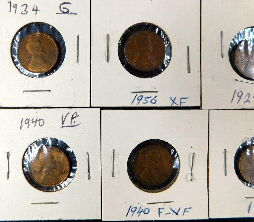 Grouping of Wheat and Lincoln Pennies in Cardboard Holders, (86) - 18