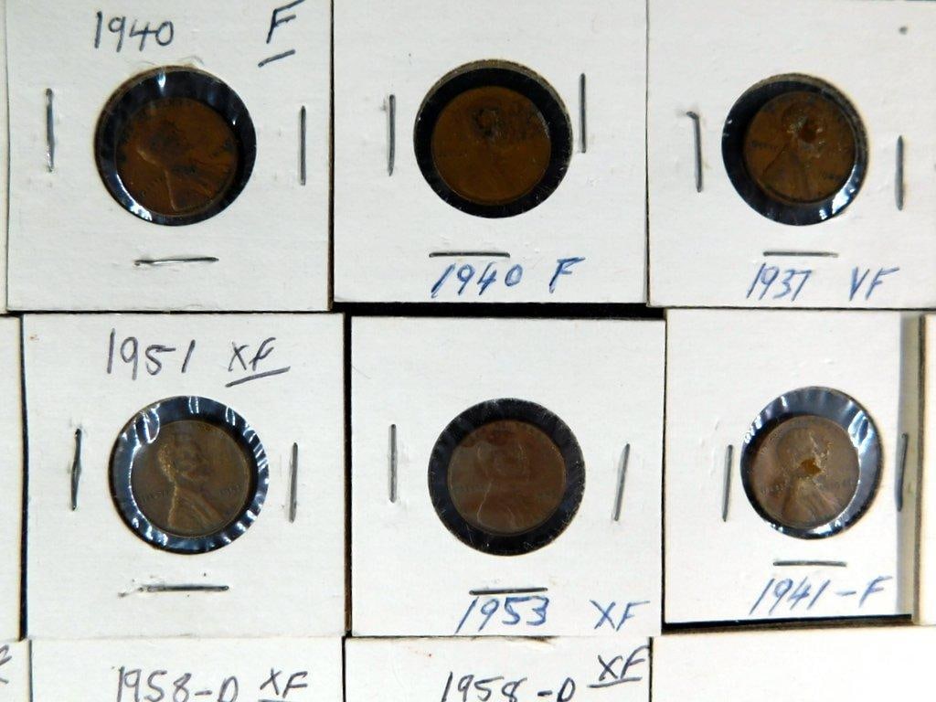 Grouping of Wheat and Lincoln Pennies in Cardboard Holders, (86) - 3