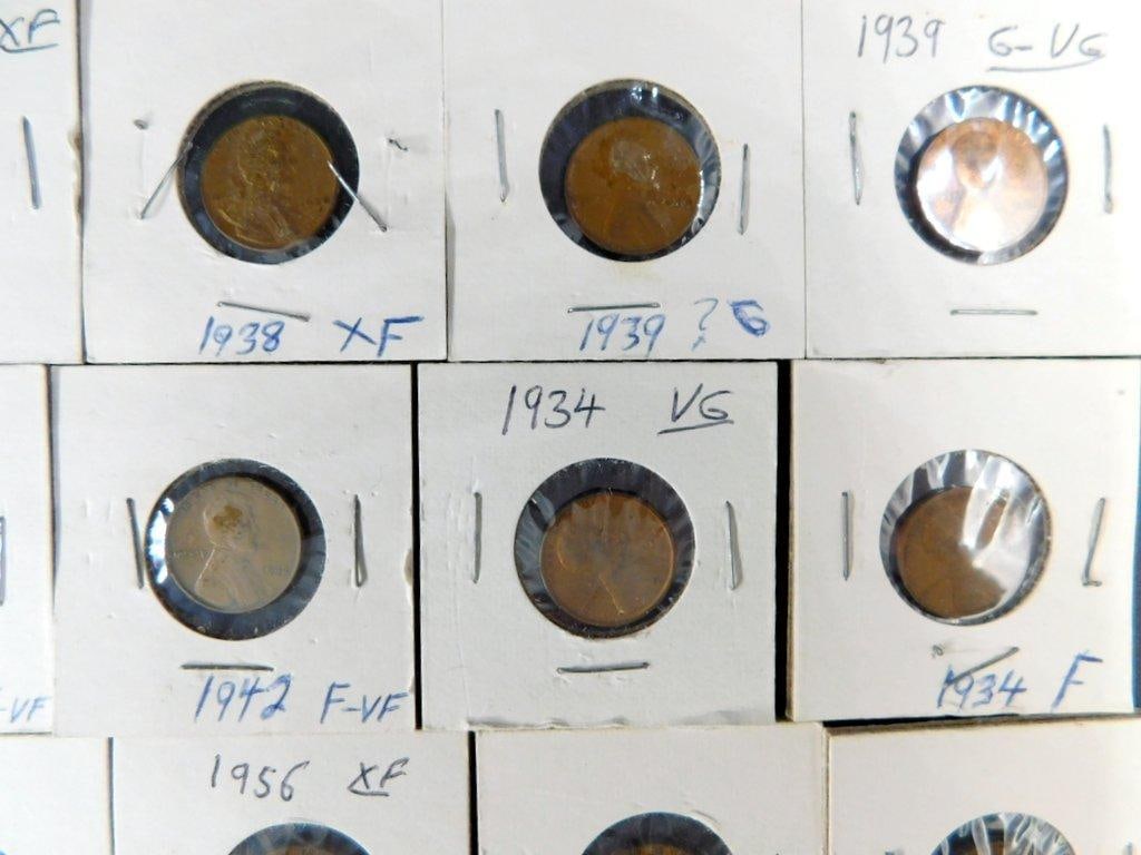 Grouping of Wheat and Lincoln Pennies in Cardboard Holders, (86) - 5