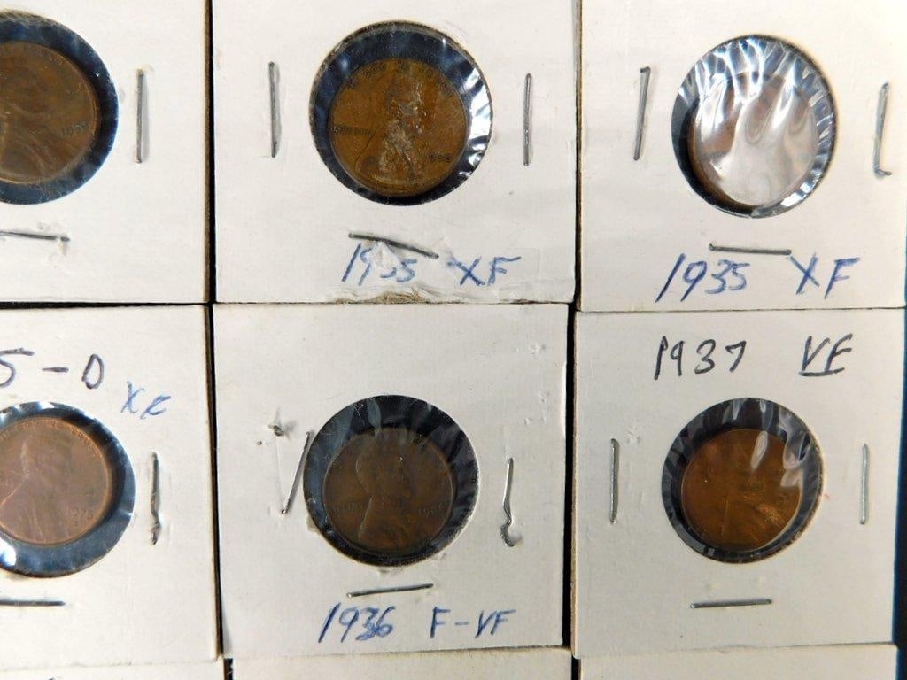 Grouping of Wheat and Lincoln Pennies in Cardboard Holders, (86) - 6