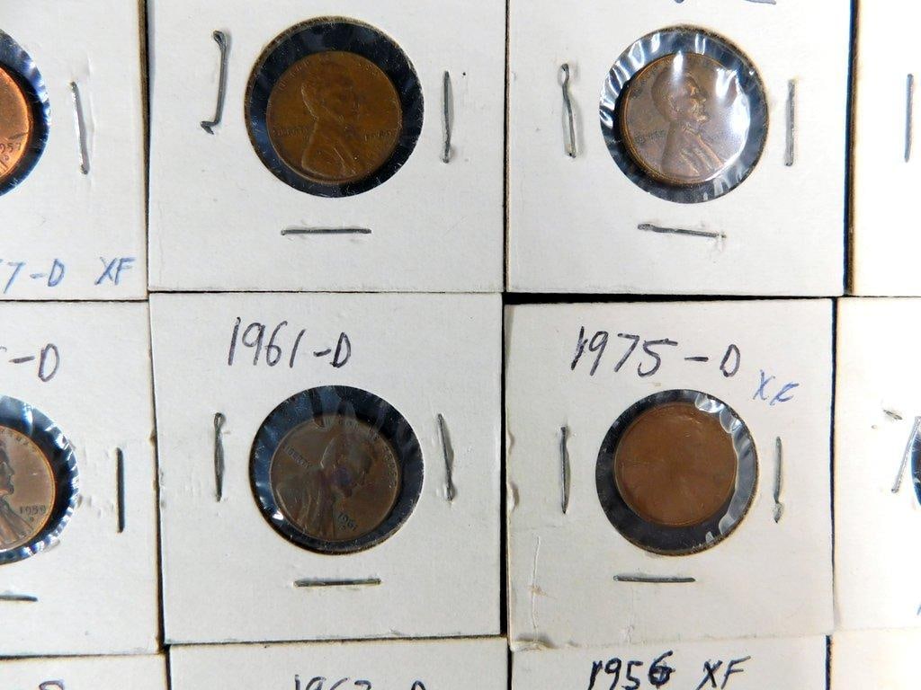 Grouping of Wheat and Lincoln Pennies in Cardboard Holders, (86) - 7