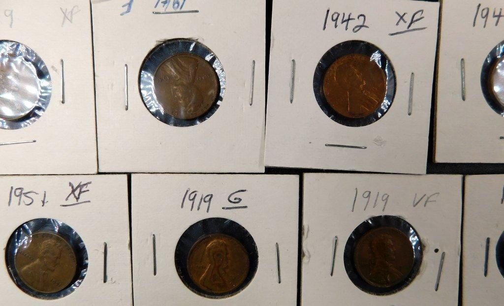 U.S. Lincoln Wheat Cents Grouping in Individual Holders, (86) - 18