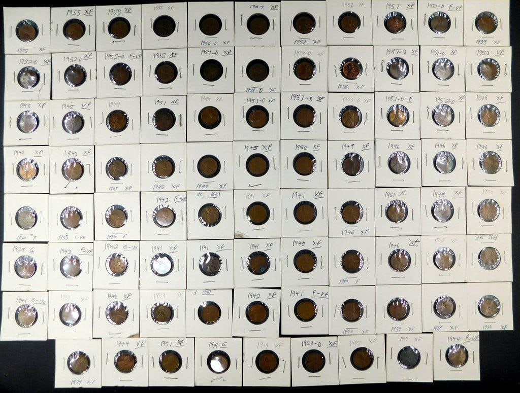 U.S. Lincoln Wheat Cents Grouping in Individual Holders, (86) - 2