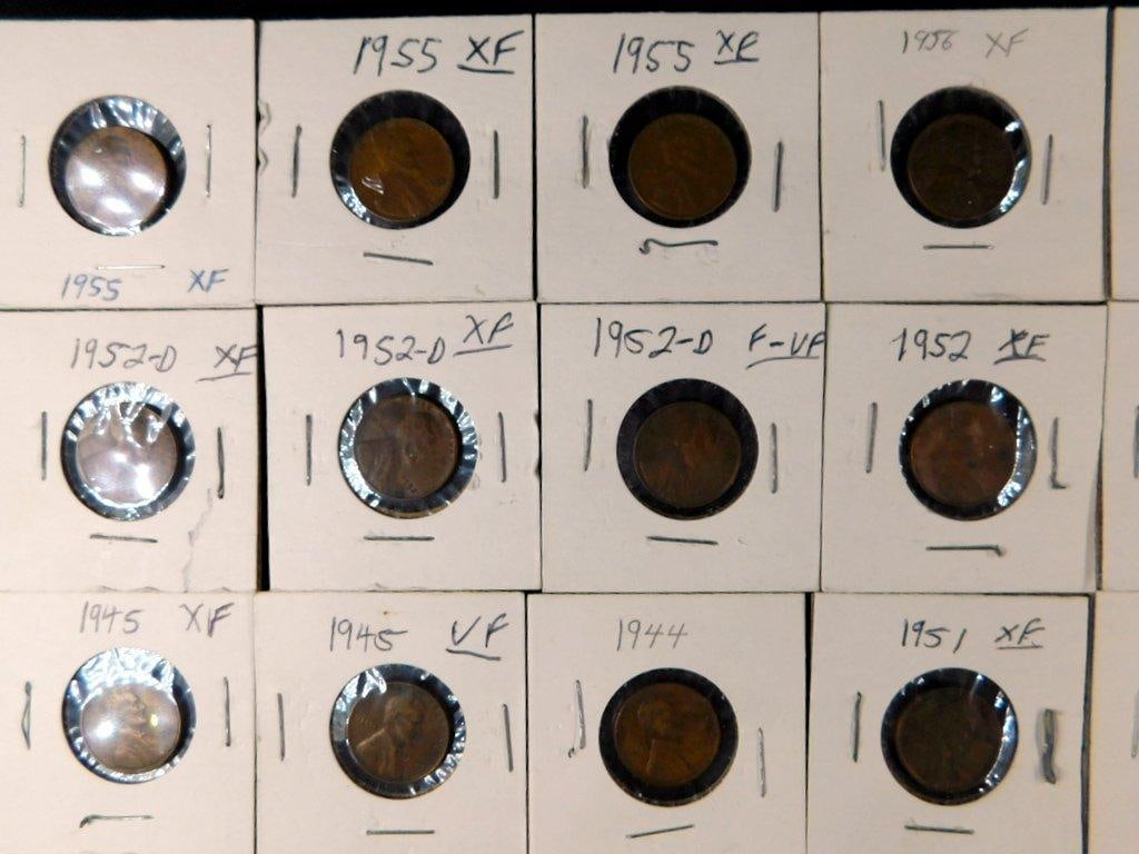 U.S. Lincoln Wheat Cents Grouping in Individual Holders, (86) - 3