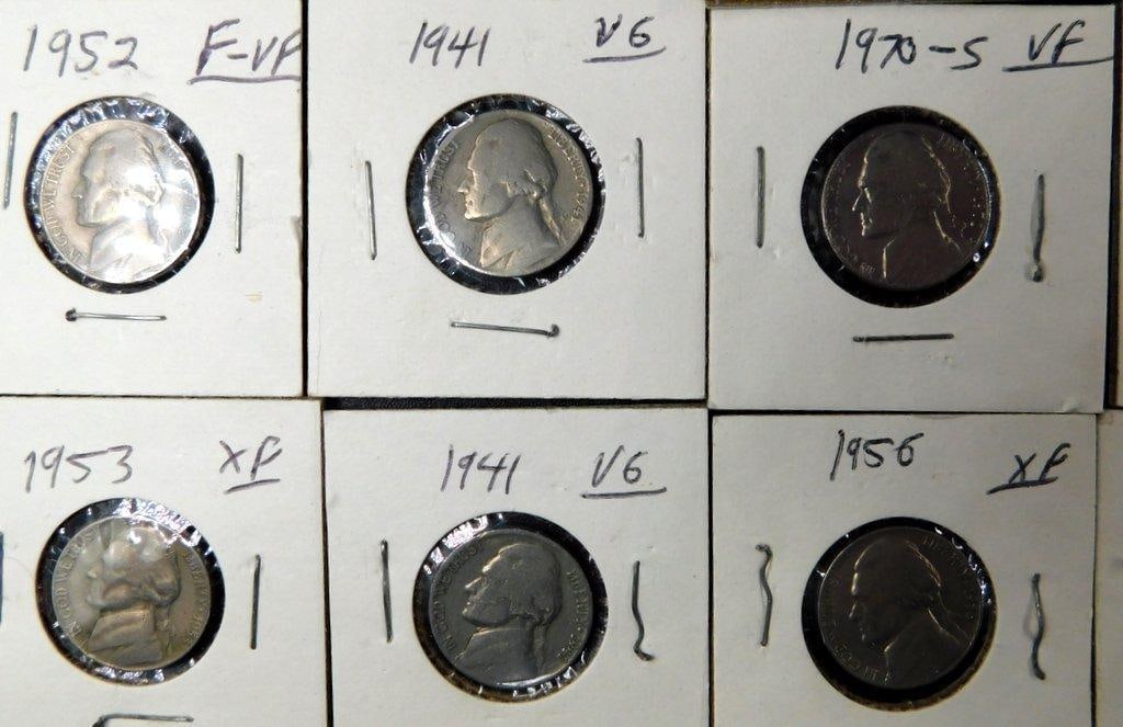 Jefferson Nickels Grouping in Individual Holders, (82) - 5